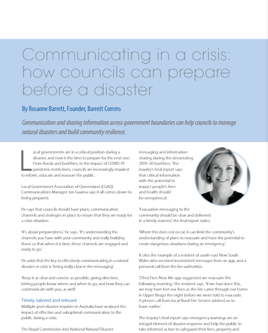 Article on crisis communications